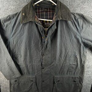 Barbour Border Size C44 Waxed Jacket Men Full Zip Up Model A205 Blue Collared